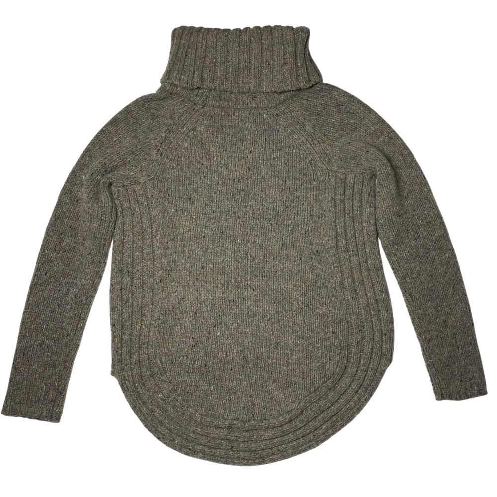 Vintage Cynthia Rowley XS Tan Gray Speckled Knit Wool Blend Turtleneck Sweater